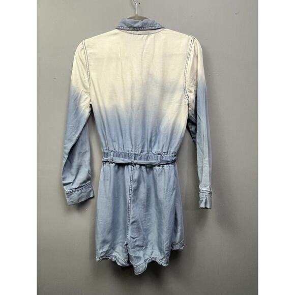Copper Key Jumpsuit Womens Size Small Blue Ombre Chambray Long Sleeve Romper - Picture 2 of 7
